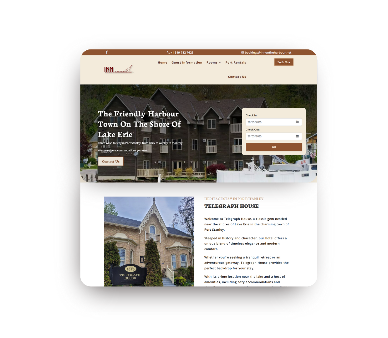 Inn on the harbour website homepage