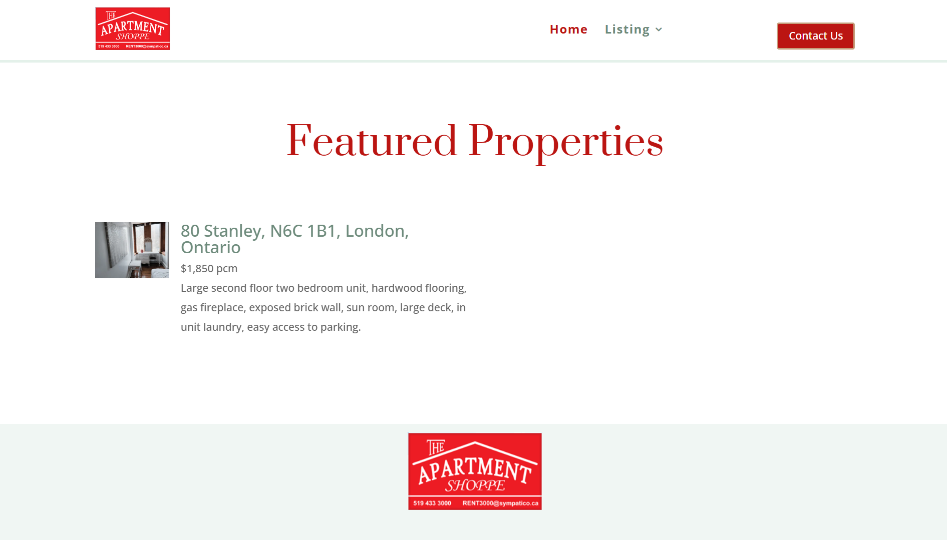 Apartement shoppe website homepage